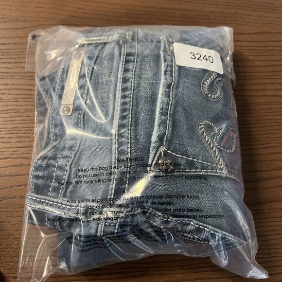 ReRock For Express Jeans Womens 4R Blue Denim Skinny Embroidered Hardware Logo - Picture 6 of 6